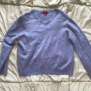 periwinkle v-neck 100% merino wool sweater